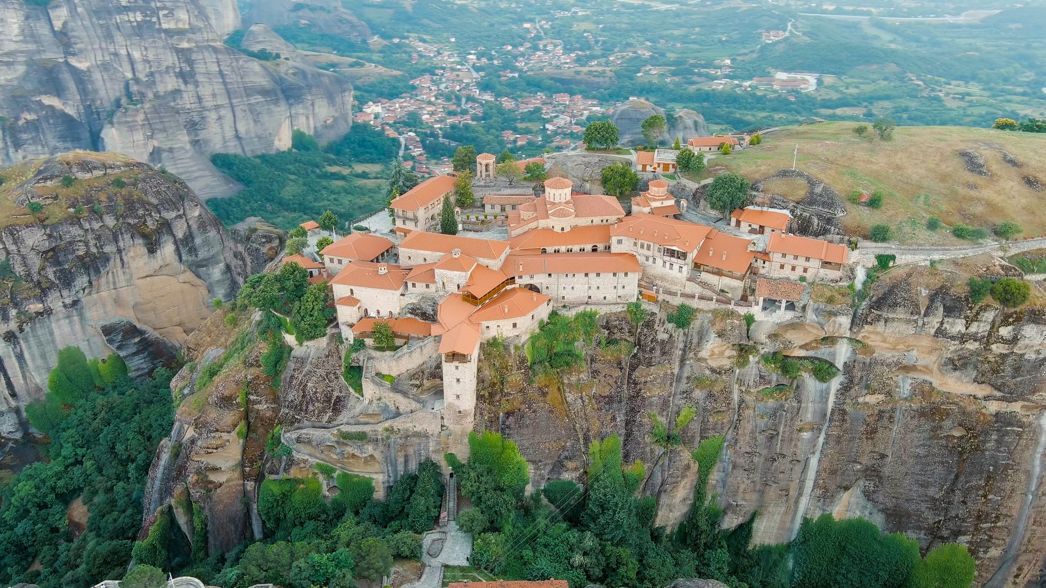 Photo of aerial view of Stunning summer panoramic landscape of Meteora ,Greece.