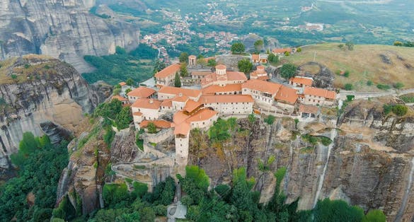 Photo of aerial view of Stunning summer panoramic landscape of Meteora ,Greece.