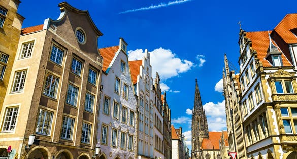 Photo of St Lambert Church in the old town of Muenster, North Rhine-Westphalia, Germany.