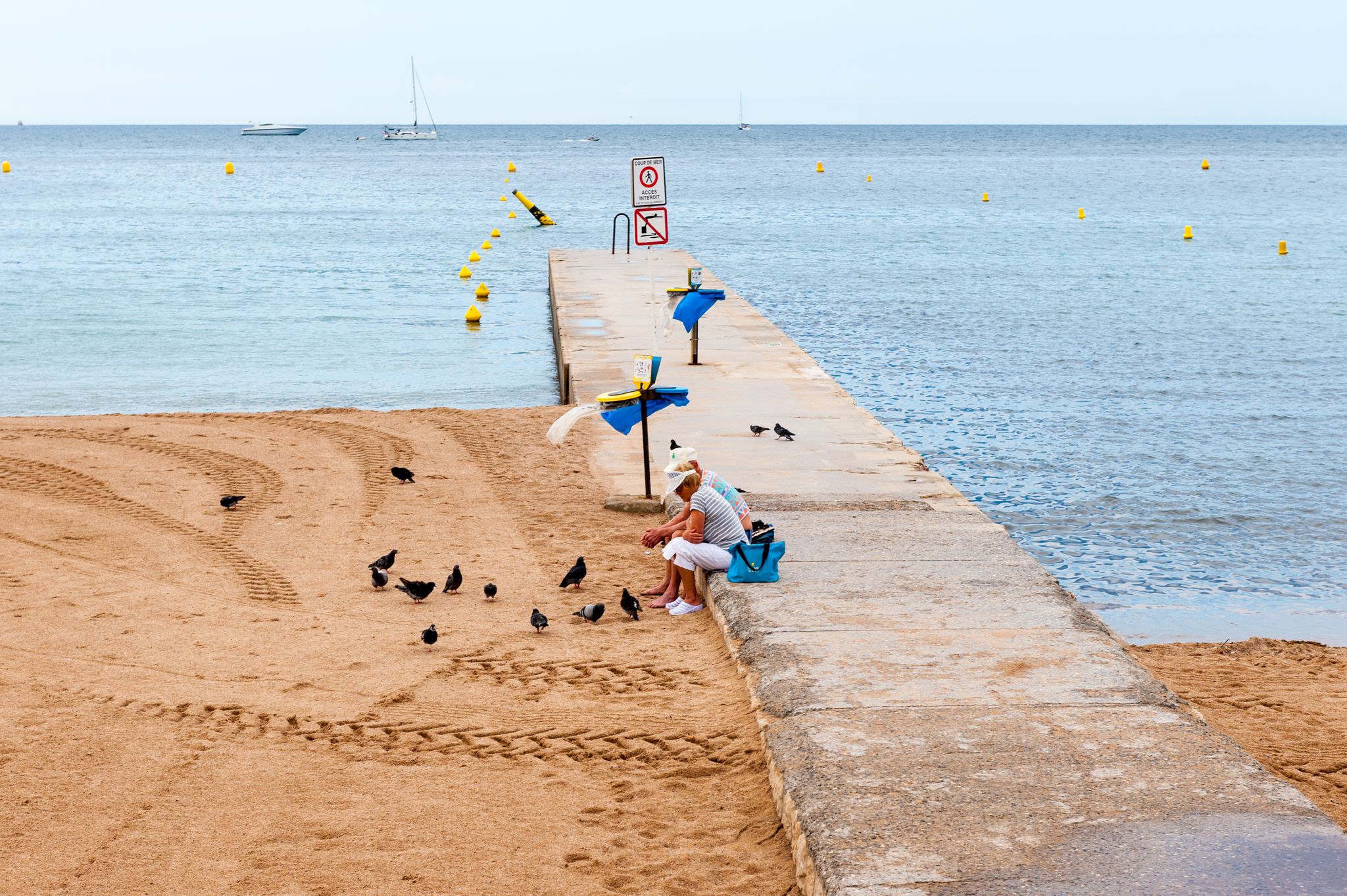 Beach of the Mediterranean Sea, Cote d'Azur, Cannes.