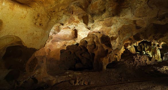 photo of rock formations inside the stone well cave in Taskuyu Cave in Tarsus, Mersin, Turkey.