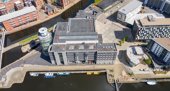Photo of aerial view of the Royal Armouries Museum in Leeds, West Yorkshire, England, is a national museum which displays the National Collection of Arms and Armour.
