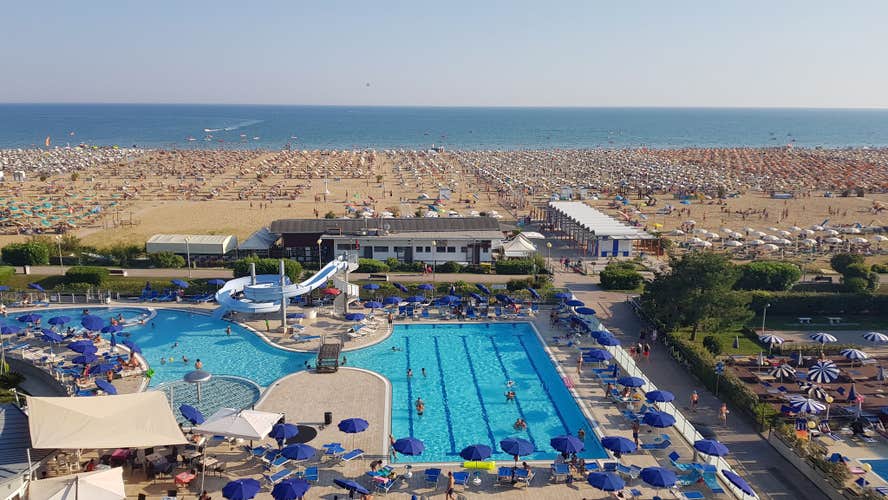 outdoor swimming pool and beach in Bibione, Italy