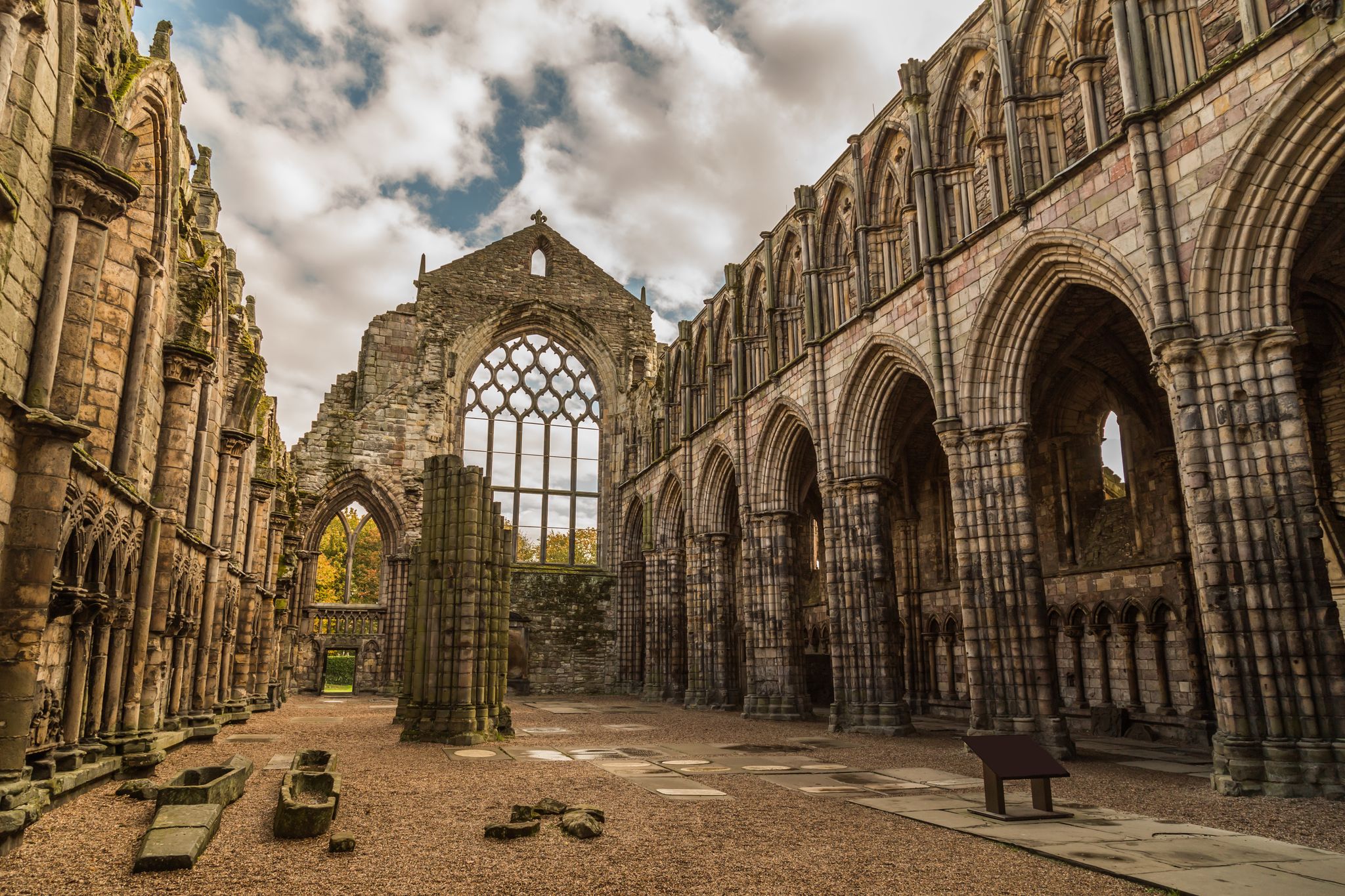 The Ruin of Holyrood Abbey next to Holyrood Palace in Edinburgh.