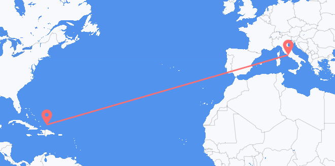 Turks & Caicos Islands to Italy