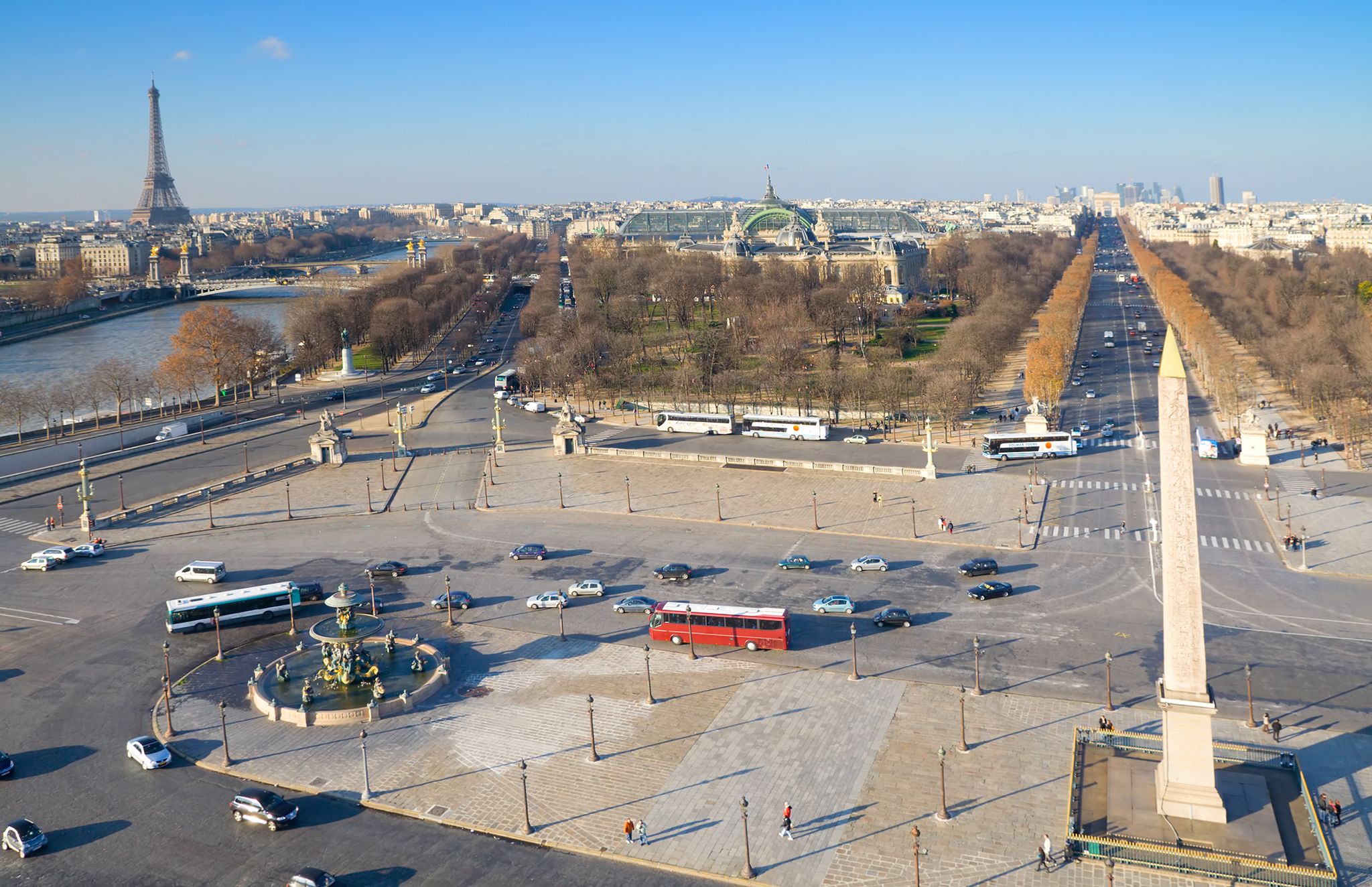 photo of Wide-angle view of Place de la Concorde in Paris on a bright winter day in France.