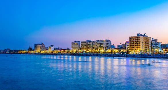 Photo of sunset over Larnaca, Cyprus.