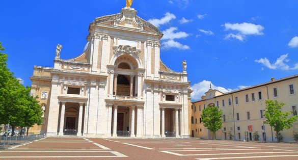 photo of Papal Basilica of Saint Mary of the Angels in Santa Maria degli Angeli, Assisi, region of Umbria, Italy .