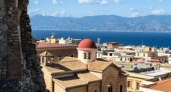 View of the roof of the church Chiesa degli Ottimati, also called Santa Maria Annunziata, is a Roman Catholic church in Reggio Calabria, Italy.