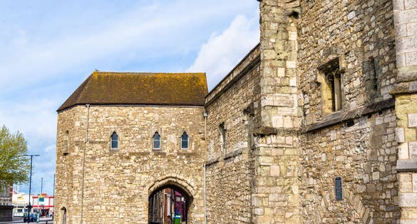 Photo of The Bargate, a medieval gatehouse in Southampton, England.