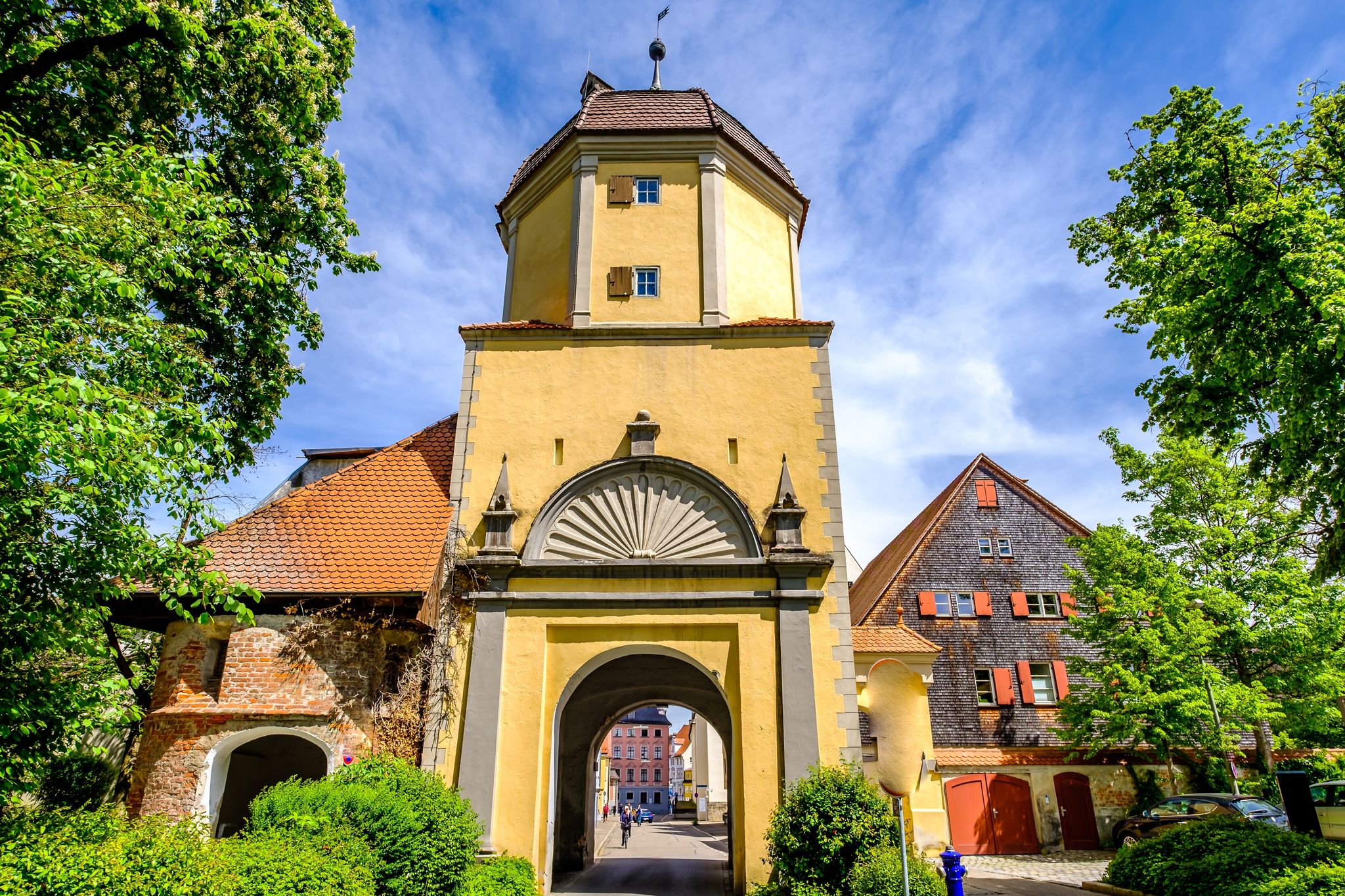 photo of  the Westertor in the streets of Memmingen , Germany.