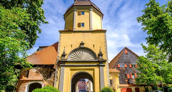 photo of  the Westertor in the streets of Memmingen , Germany.