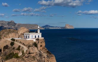 Photo of aerial view of Benidorm and Levante beach in Alicante Mediterranean of Spain.