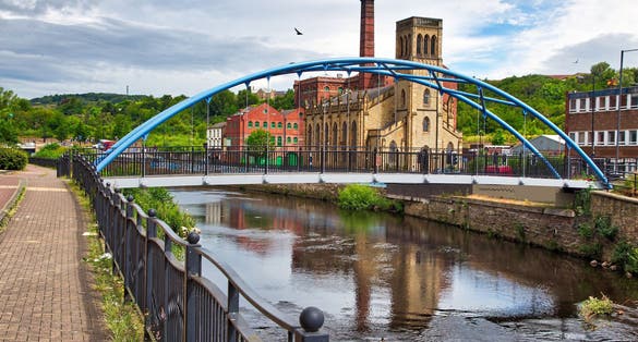 Sheffield city UK. River Don foot bridge. HDR photo.