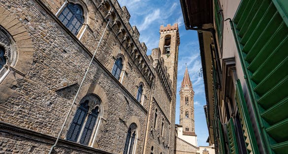 photo of Bargello National Museum in Florence. Florence, Tuscany, Italy. View from the window of an old building.