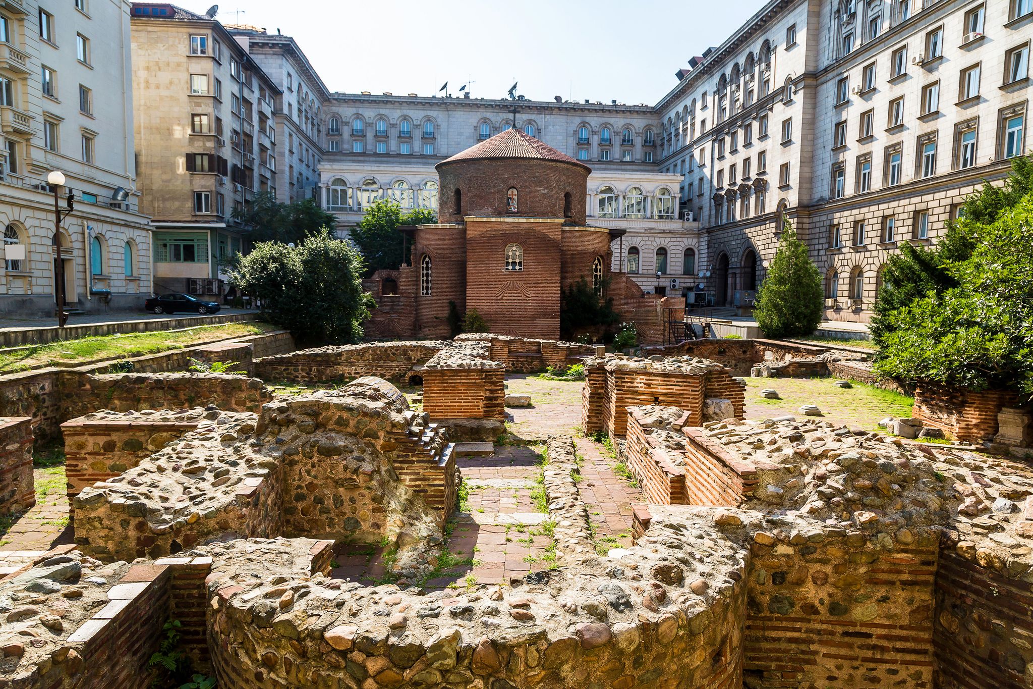 photo of  view of Rotunda, church of saint George, oldest church in Sofia, Bulgaria in a summer day,Perushtitsa Bulgaria.