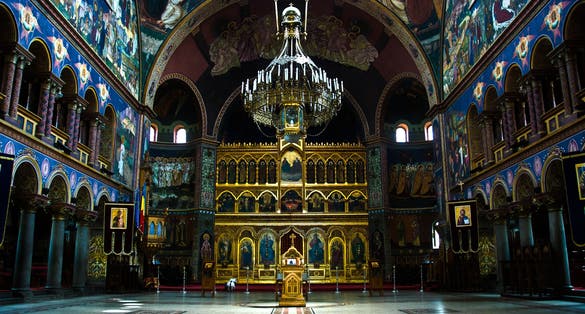 Photo of The Holy Trinity Orthodox cathedral in Sibiu, Romania.