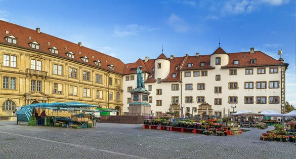 photo of View of Schillerplatz square in Stuttgart city center,  Stuttgart, Germany.