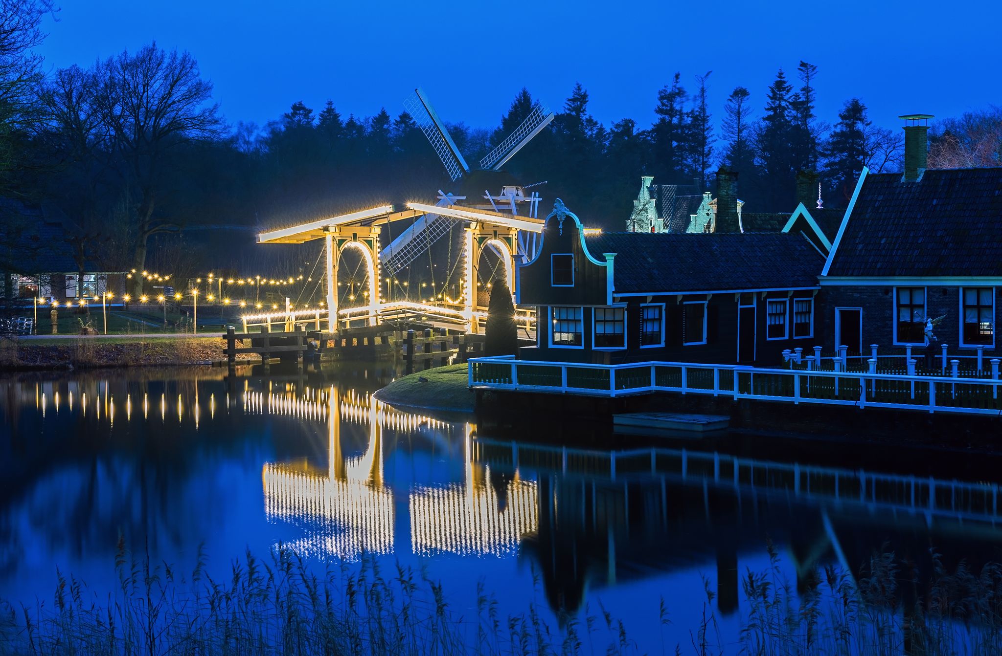 Photo of Arnhem open-air museum late in the evening, The Netherlands.