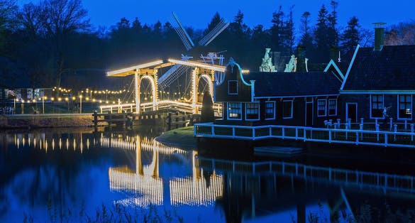 Photo of Arnhem open-air museum late in the evening, The Netherlands.