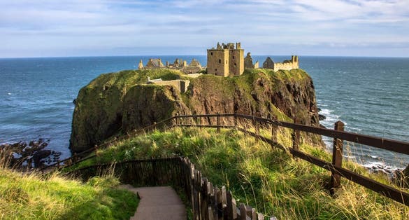 Photo of Dunnottar Castle. An amazing scottish landscape. Stonehaven, Aberdeen, Scotland, United Kingdom.