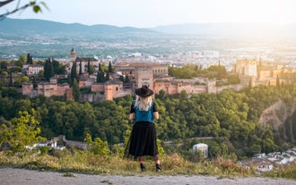 Granada, Andalusia,Spain Europe - Panoramic view of Alhambra.