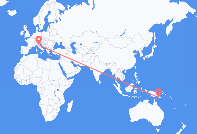 Port Moresby to Bologna