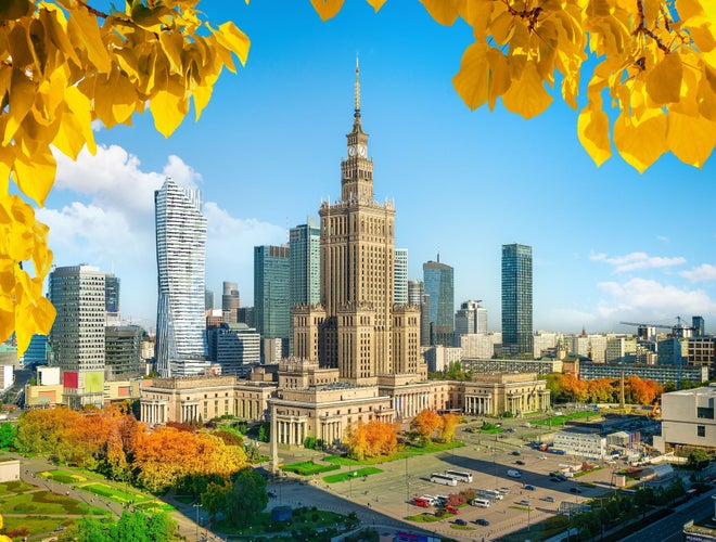 Autumn in Warsaw, top view of the Palace of Culture in Poland.jpg