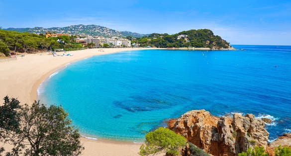 Photo of Platja Fenals Fanals Beach in Lloret de Mar at Costa Brava of Catalonia Girona Spain.