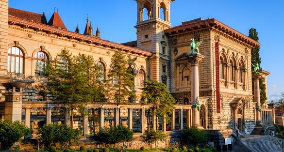 Photo of Palais de Rumine, a historical building in Lausanne city center, Switzerland.