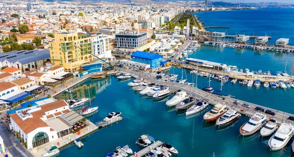 Aerial view of Limassol Marina and surroundings