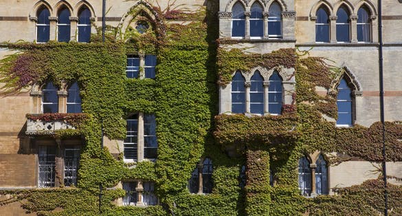 Photo of the beautiful exterior of the Meadow Building at Christ Church College ,one the historic colleges of Oxford University in England.