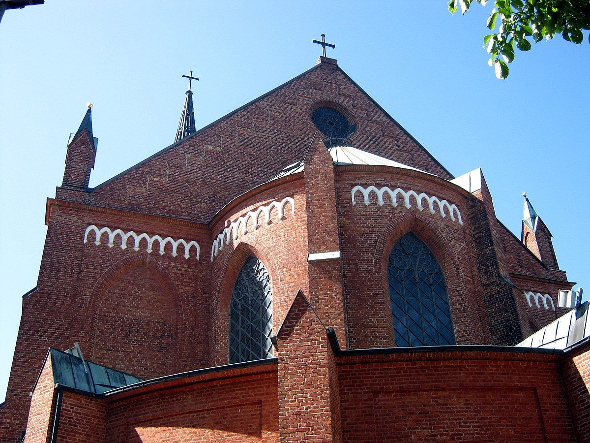 Photo of the back of Central Pori Church, Pori, Finland.