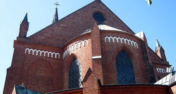 Photo of the back of Central Pori Church, Pori, Finland.