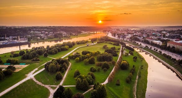 Photo of Nemunas river island in Kaunas, Lithuania.