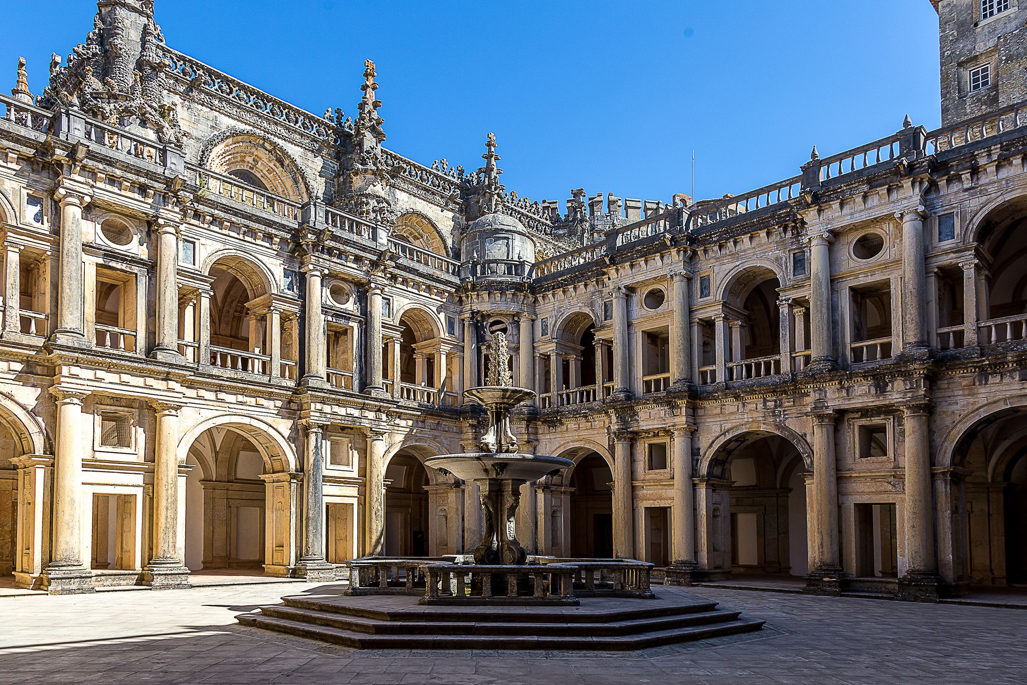 Main Cloister in Convent of Christ, Portuguese Historical Monument from 1520.