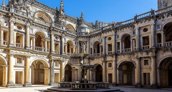 Main Cloister in Convent of Christ, Portuguese Historical Monument from 1520.