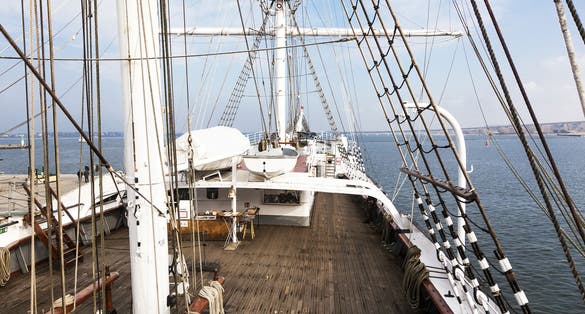 deck, mast and rigg of an old sailing ship Gorch Fock