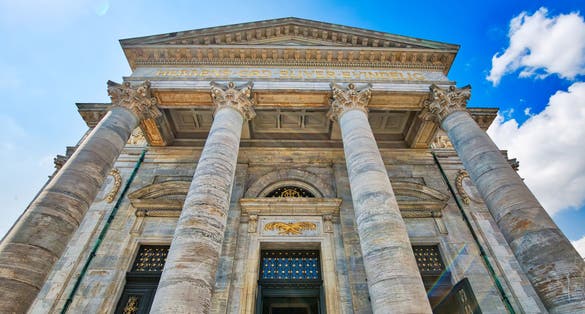 Photo of Frederiks Church in the historic center of Copenhagen, Denmark.
