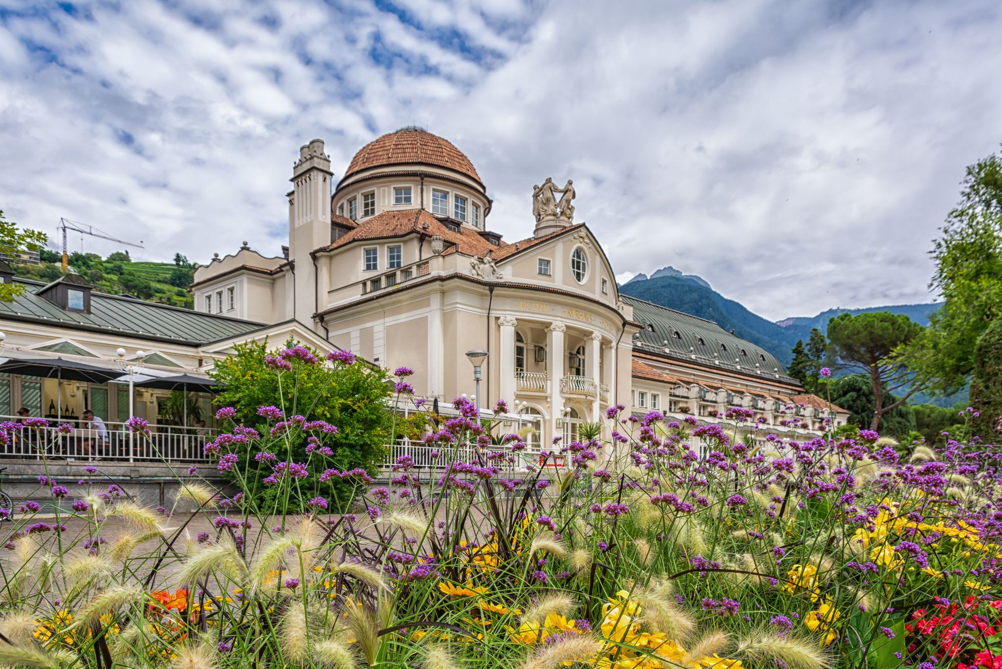 the Kurhaus and Theatre of Meran in the historic center of Merano in South Tyrol, Bolzano province, Trentino Alto Adige, northern Italy