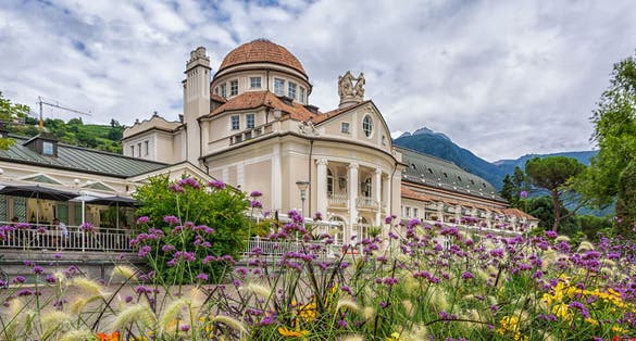 the Kurhaus and Theatre of Meran in the historic center of Merano in South Tyrol, Bolzano province, Trentino Alto Adige, northern Italy