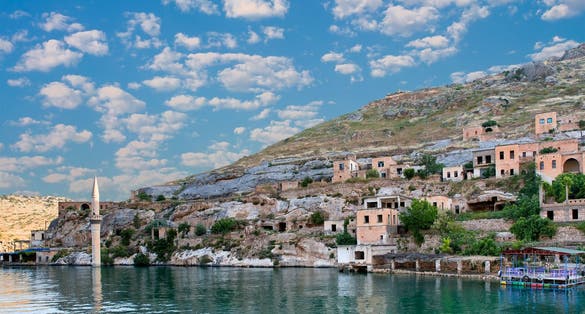 Photo of Sunken village Halfeti in Gaziantep, Turkey.