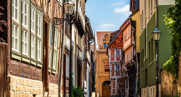 photo of view of historic buildings at the old town of Quedlinburg - Germany - sachsen-anhalt.
