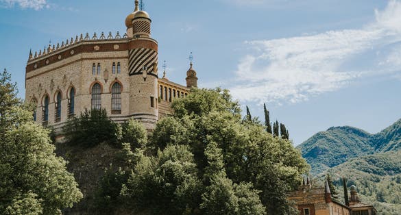 Photo of quirky castle in the Emilian Apennines, Bologna, Italy.