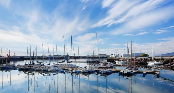Photo of Reykjavik harbor on a sunny Afternoon, Reykjavik, Iceland.