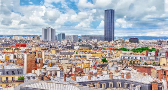 photo of beautiful panoramic view of Paris from the roof of the Pantheon view of the Montparnasse tower in France.