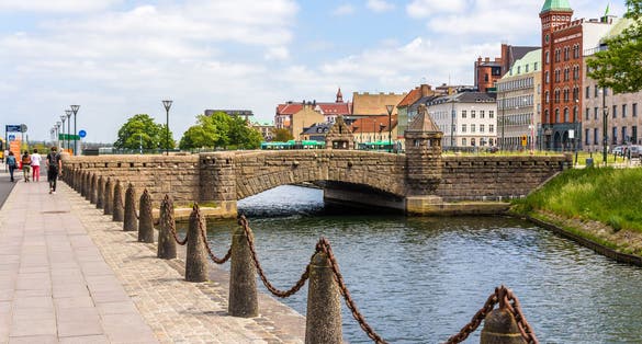 Petri Bridge in the old town of Malmo, Sweden.