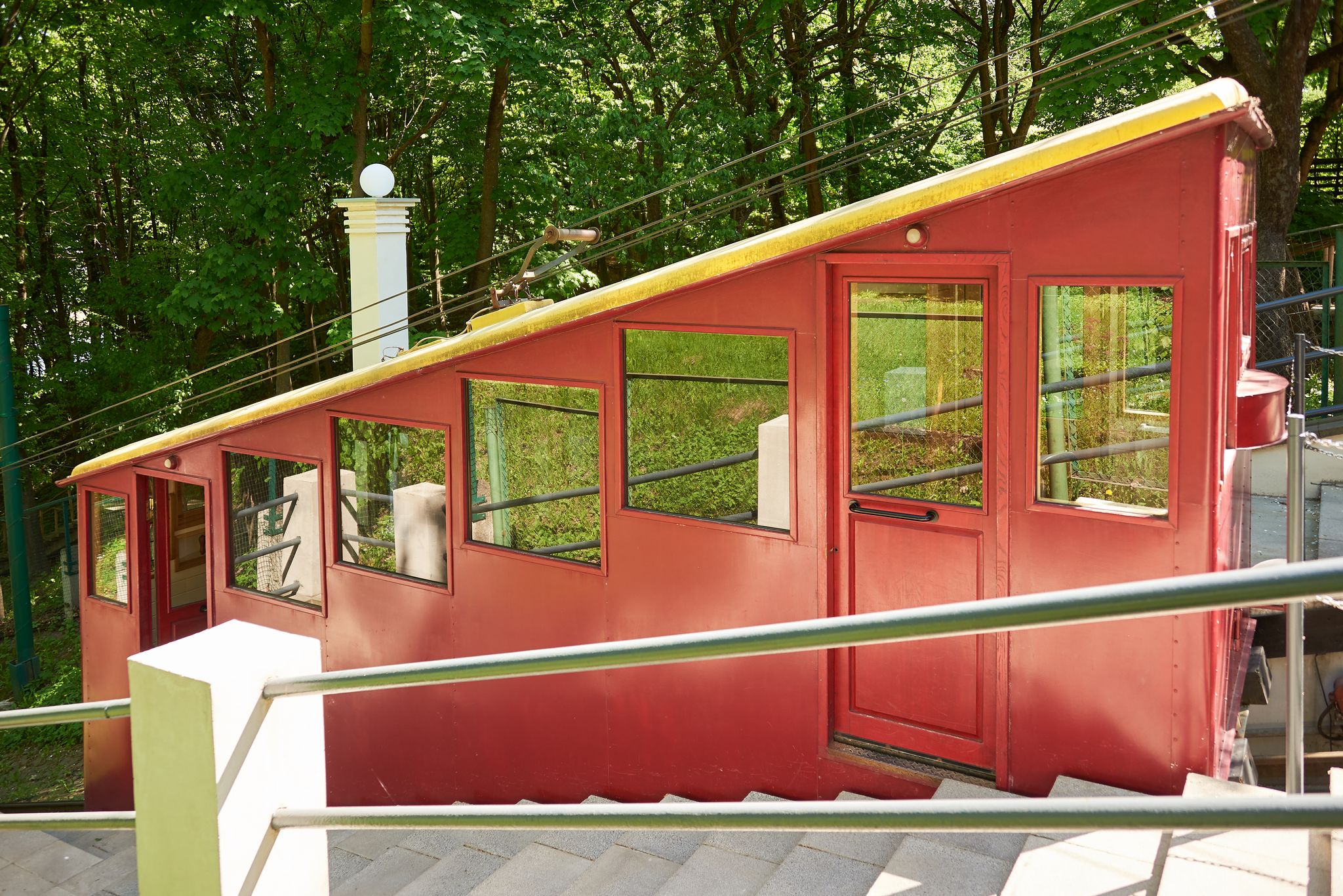 Aleksotas Funicular railway in the city of Kaunas, Lithuania.