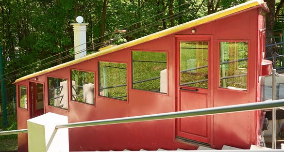 Aleksotas Funicular railway in the city of Kaunas, Lithuania.