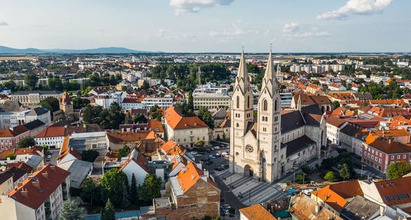 Aerial view of Wiener Neustadt Cathedral, Austria